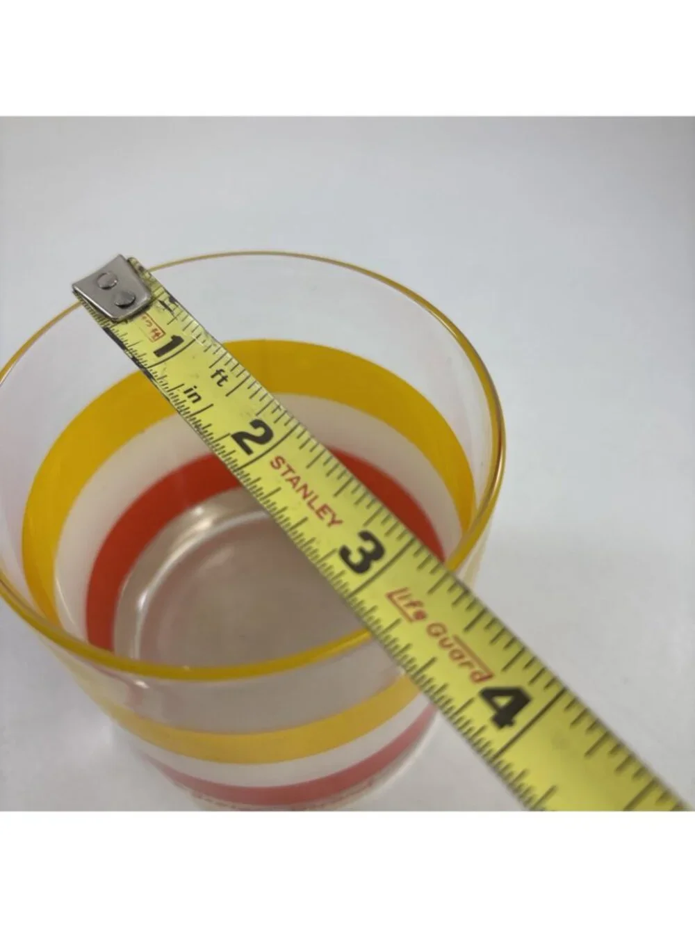 1 MCM Georges Briard CABANA Striped Orange Sunrise Old Fashion Barware Glasses